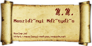 Meszlényi Mátyás névjegykártya