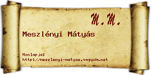 Meszlényi Mátyás névjegykártya